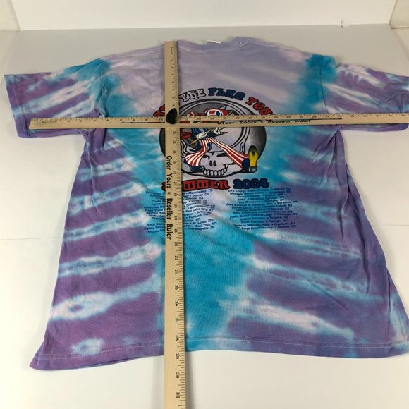 Vintage 2000s Grateful Dead Shirt Men's Large Light Purple Tie Die Wave The Flag - Picture 10 of 12